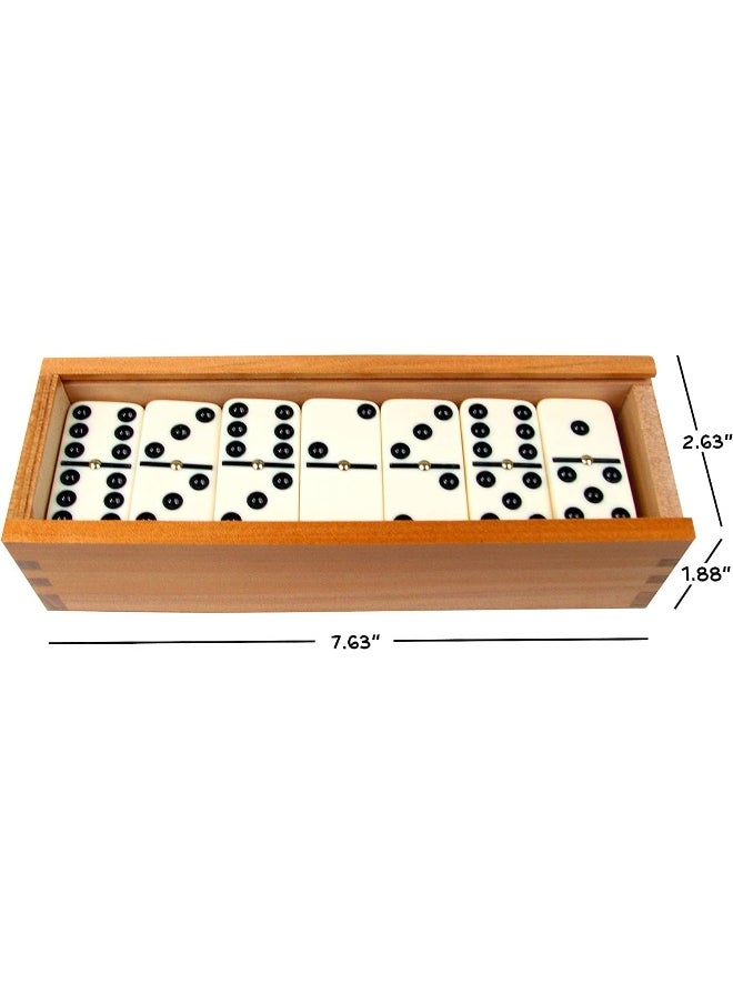 ECVV - Dominoes Set- 28 Piece Double-Six Ivory Domino Tiles Set, Classic Numbers Table Game with Wooden Carrying/Storage Case (2-4 Players) - Image 1