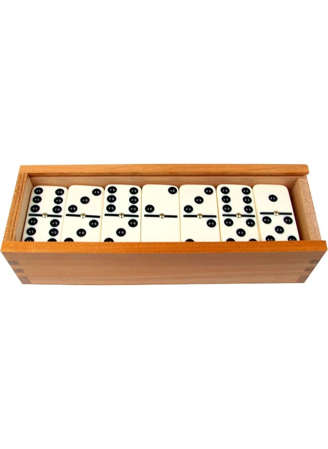 ECVV - Dominoes Set- 28 Piece Double-Six Ivory Domino Tiles Set, Classic Numbers Table Game with Wooden Carrying/Storage Case (2-4 Players) - Image 1