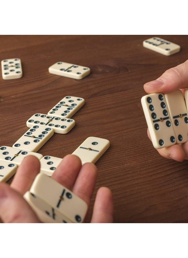 ECVV - Dominoes Set- 28 Piece Double-Six Ivory Domino Tiles Set, Classic Numbers Table Game with Wooden Carrying/Storage Case (2-4 Players) - Image 1
