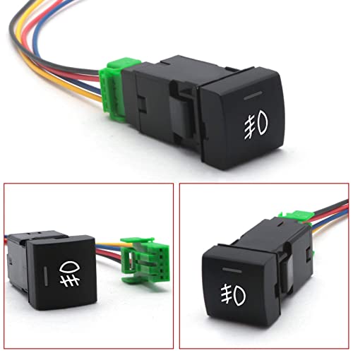 x xotic tech Xotic Tech Factory Style 4-Pole 12V Push Button Switch w/LED Background Indicator Lights for Fog Lights, DRL, LED Light Bar, etc Compatible with Toyota Camry Corolla (Size: 22.8 x 22.5 mm) - Image 2