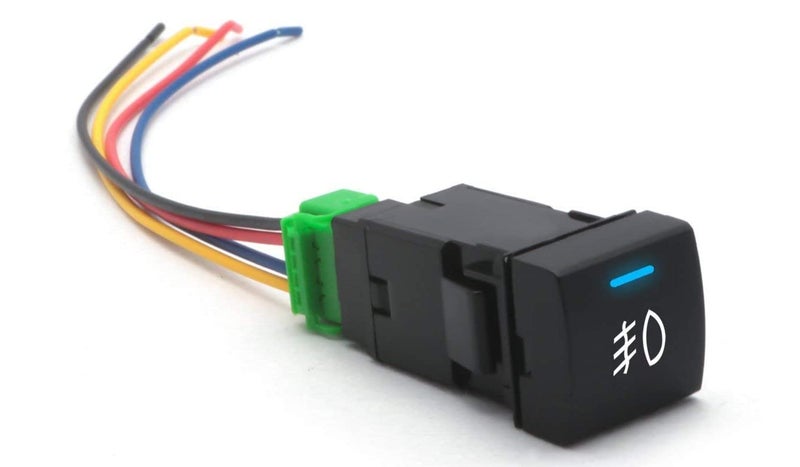 x xotic tech Xotic Tech Factory Style 4-Pole 12V Push Button Switch w/LED Background Indicator Lights for Fog Lights, DRL, LED Light Bar, etc Compatible with Toyota Camry Corolla (Size: 22.8 x 22.5 mm) - Image 1