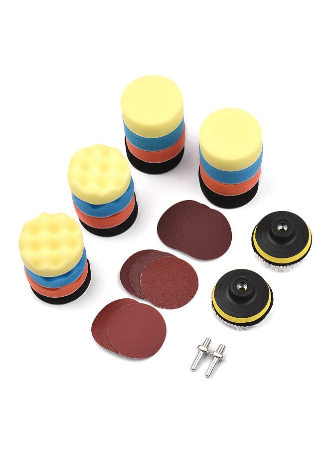 31Pcs Polishing Pads Kit 3 Inches Drill Buffer Attachment with Sanding Papers Sanding Waxing for Automobiles Yachts
