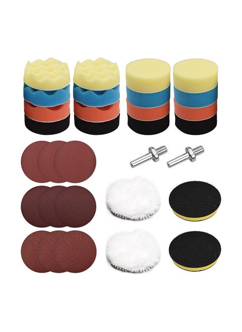 31Pcs Polishing Pads Kit 3 Inches Drill Buffer Attachment with Sanding Papers Sanding Waxing for Automobiles Yachts