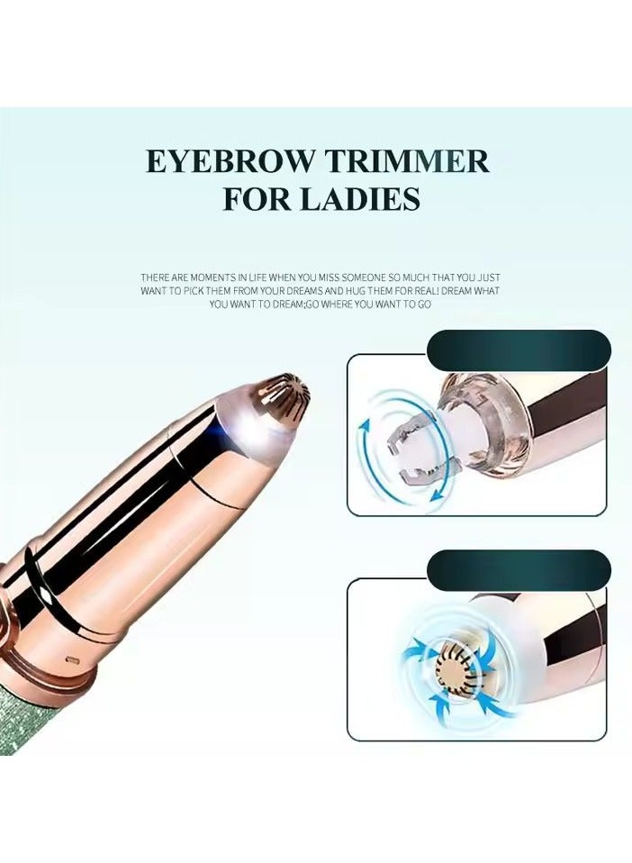 VIO 2 in 1 Facial Women Hair Remover Eyebrow Trimmer Rechargeable Painless Precision Lipstick Style Razor Trimmer for Facial Body Hair Shaver for Lips Nose Chin Face with LED Light - Image 4
