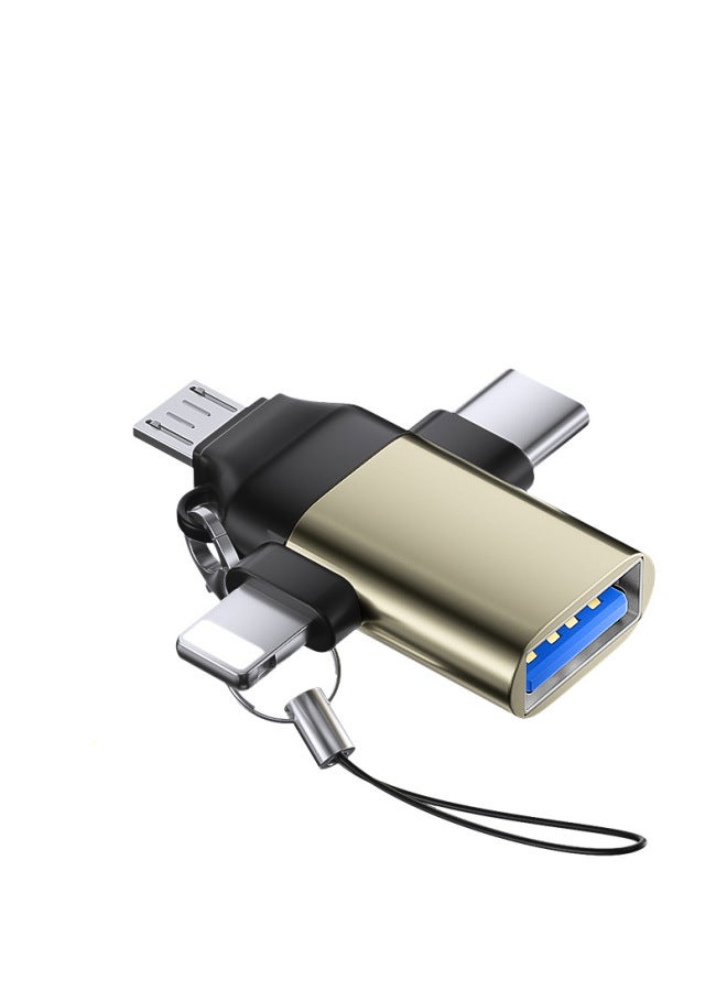 U Disk Adapter Multi-function Conversion Line Tpc Android Suitable For Apple Typec To Usbotg Adapter-Color:Adapter [gold]  - Image 1