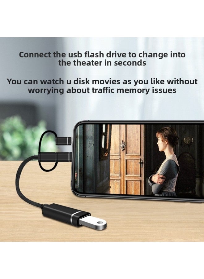 U Disk Adapter Multi-function Conversion Line Tpc Android Suitable For Apple Typec To Usbotg Adapter-Color:Adapter [gold]  - Image 5
