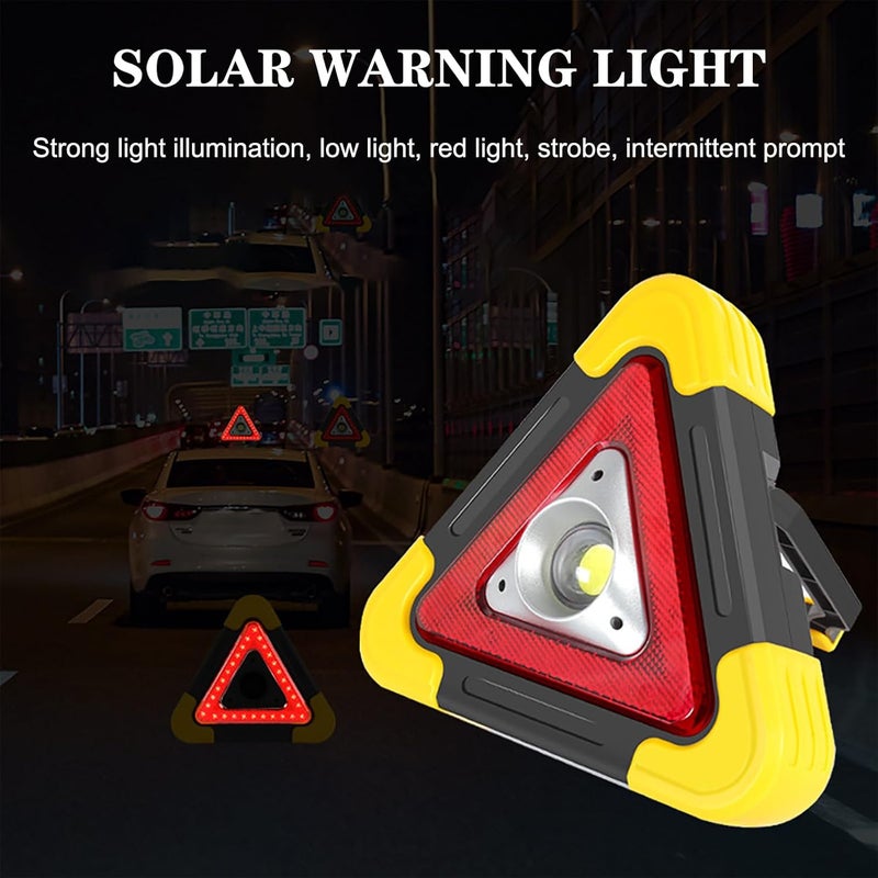 Fdit Safety Triangle Warning Light, Red LED Lights & COB Working Light Multiple Signals Waterproof Flood Lights for Car Roadside Emergency, 2000mA Rechargeable & Waterproof - Image 3
