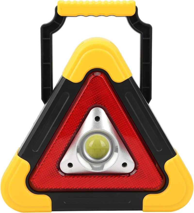 Fdit Safety Triangle Warning Light, Red LED Lights & COB Working Light Multiple Signals Waterproof Flood Lights for Car Roadside Emergency, 2000mA Rechargeable & Waterproof - Image 1