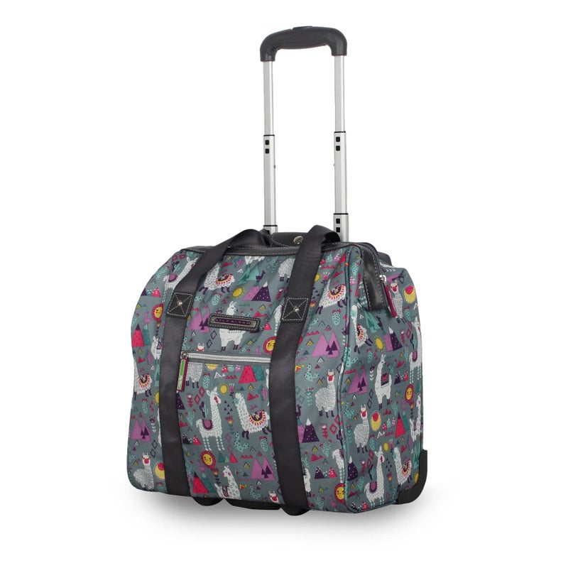 Lily Bloom Designer Under the Seat Tote Cabin Luggage Collection - 15 Inch Patterned Carry on Bag For Women - Lightweight Suitcase with 2 Rolling Wheels (Llama Mama) - Image 1