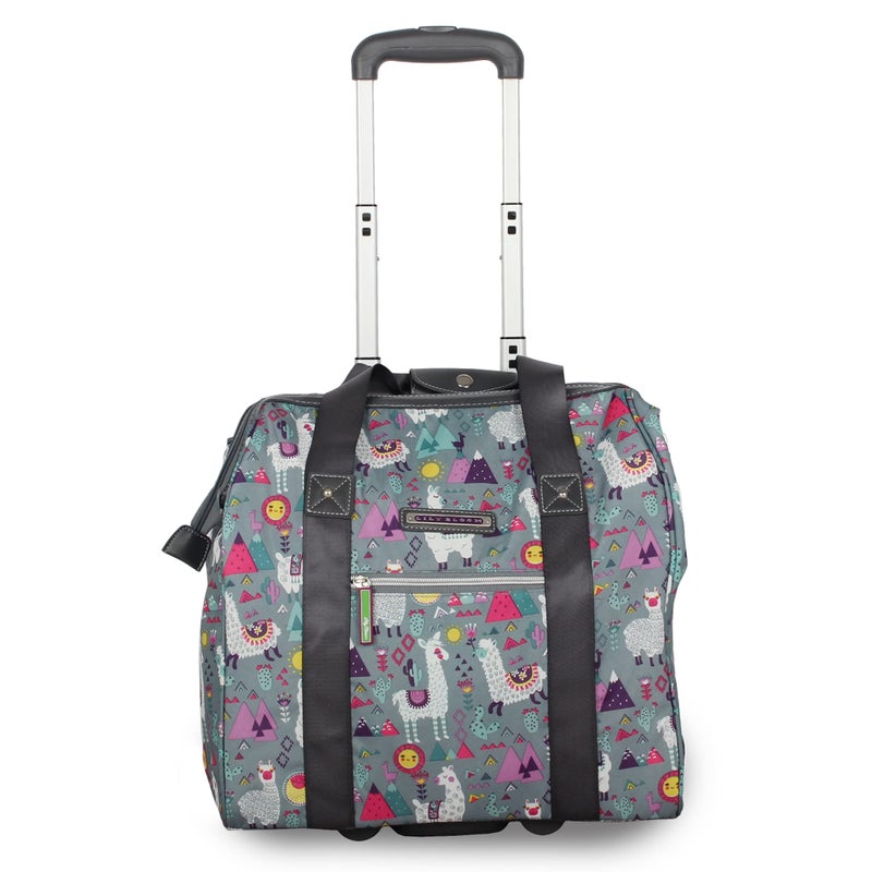 Lily Bloom Designer Under the Seat Tote Cabin Luggage Collection - 15 Inch Patterned Carry on Bag For Women - Lightweight Suitcase with 2 Rolling Wheels (Llama Mama) - Image 5
