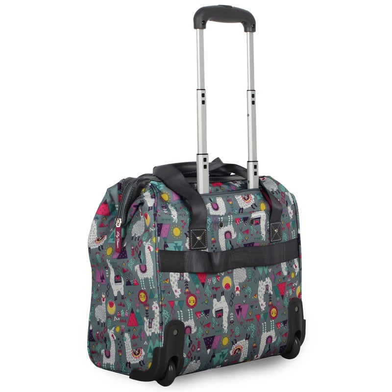 Lily Bloom Designer Under the Seat Tote Cabin Luggage Collection - 15 Inch Patterned Carry on Bag For Women - Lightweight Suitcase with 2 Rolling Wheels (Llama Mama) - Image 3