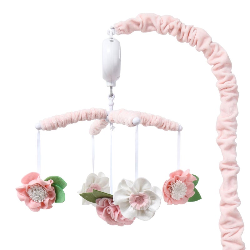 The Peanut Shell The Peanutshell Crib Mobile for Girls - Pink Musical Baby Crib Mobile with 12 Lullabies, Flower Baby Mobile Crib Pink Floral Nursery Decor - Image 1