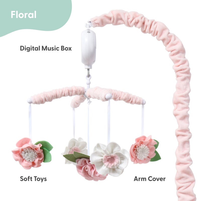 The Peanut Shell The Peanutshell Crib Mobile for Girls - Pink Musical Baby Crib Mobile with 12 Lullabies, Flower Baby Mobile Crib Pink Floral Nursery Decor - Image 2