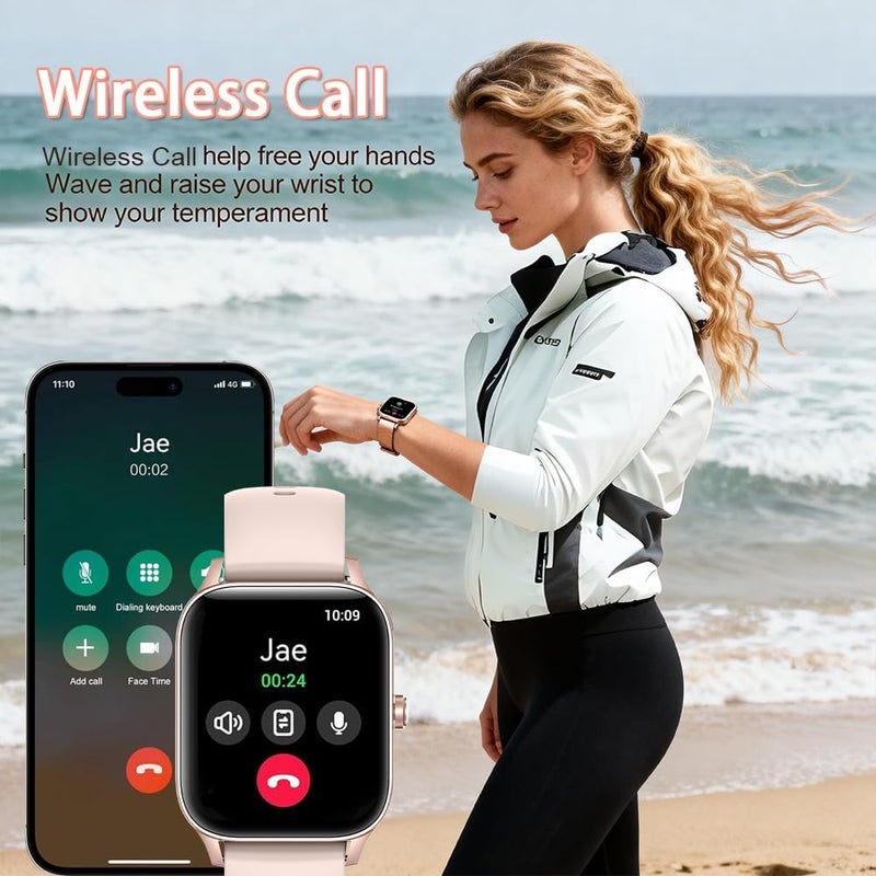 TDZDDYS Smart Watch for Men Women(Answer/Make Call), Support Arabic, AI Voice Assistant, 1.85-Inch Fitness Watch for iPhone iOS Andriod, High Quality, IP68 Waterproof (Rose golden Steel+Black & Pink Silicone) - Image 5