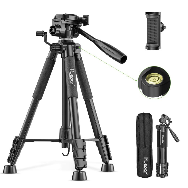 Huepar Tripod 50-inch Extendable Height Tripod Use with Laser Level, Point Lasers, Lazer Distance Measures, 1/4" and 5/8" Thread Mount for for Varieties Tools, Outdoor and Indoor T13A - Image 1