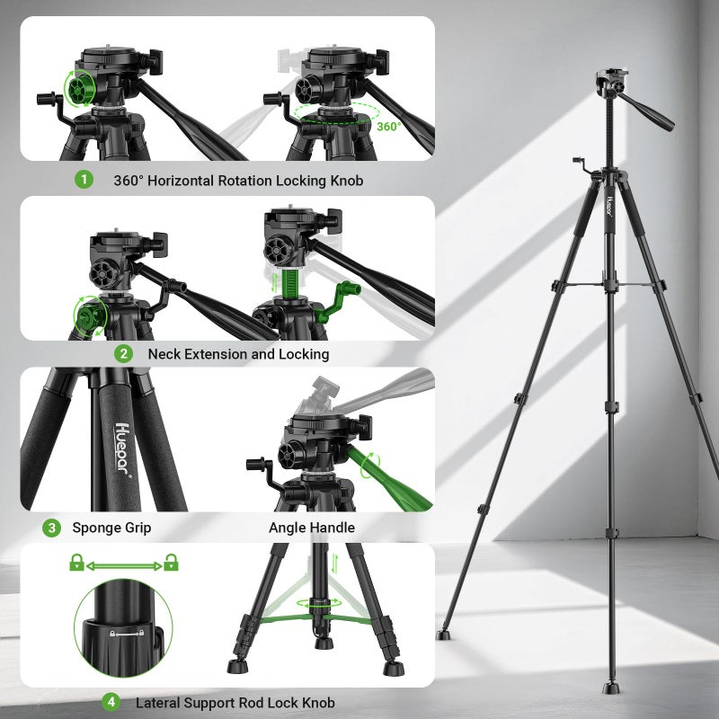 Huepar Tripod 50-inch Extendable Height Tripod Use with Laser Level, Point Lasers, Lazer Distance Measures, 1/4" and 5/8" Thread Mount for for Varieties Tools, Outdoor and Indoor T13A - Image 5