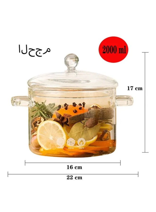 Snooe Glass Cooking Pot, Heat-Resistant Borosilicate Glass Handmade Cookware Set stovetop Pot, Clear Glass Saucepan for for Pasta, Noodles, Soup, Cereals, Fruit - Image 4