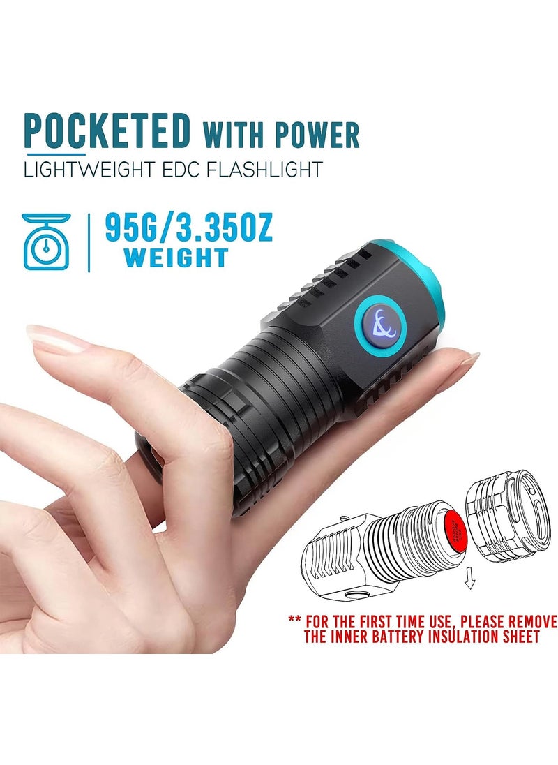 Linist Linist Mini Flashlight 2000 Lumens Rechargeable Compact LED Flashlight Lightweight Pocket Sized EDC Flashlight for Camping Hiking Torch for Outdoor  - Image 3