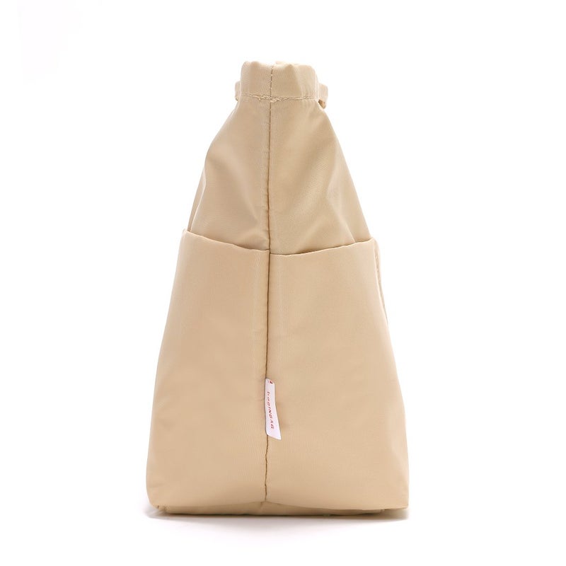 iN. Purse Organizer Insert with zipper Nylon fabric for women Handbags & Totebag beige Size: Medium: 15.7"(Top)/12.2"(Bottom) L Ã— 4.7" W Ã— 8.3" H - Image 4