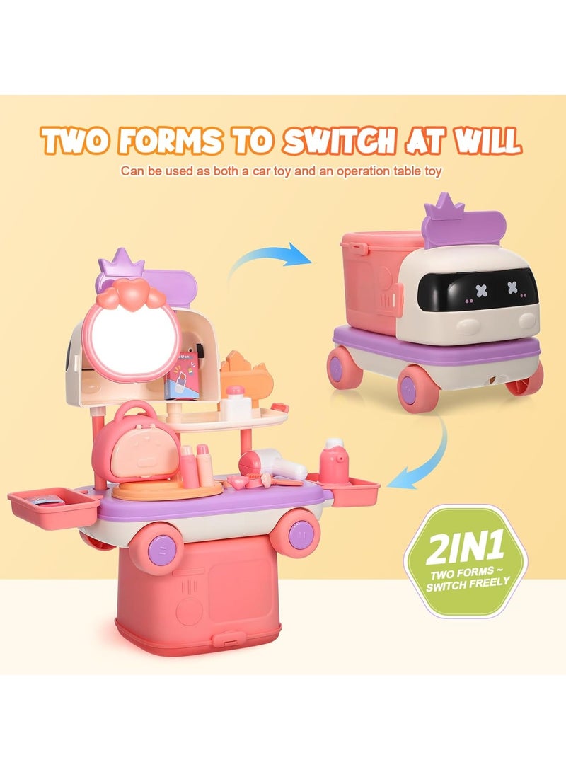 1 SET Makeup Play Kit for Kids Makeup Play Set with Storage Cosmetics Pretend Play Kit Car Toy for Role Playing Game  - Image 4
