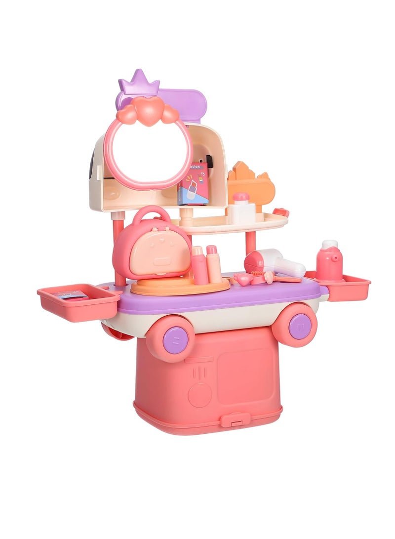 1 SET Makeup Play Kit for Kids Makeup Play Set with Storage Cosmetics Pretend Play Kit Car Toy for Role Playing Game  - Image 2