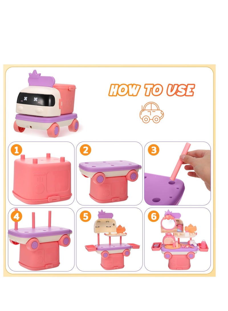 1 SET Makeup Play Kit for Kids Makeup Play Set with Storage Cosmetics Pretend Play Kit Car Toy for Role Playing Game  - Image 5