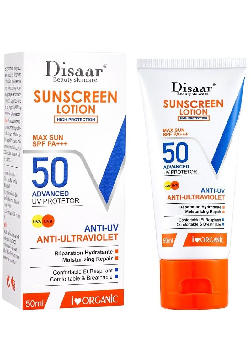 ديسار كريم الشمس واقي الشمس الطبيعي برائحة الياسمين بعامل حماية من الشمس 50 لوشن للوجه للبشرة الحساسة 50 مل