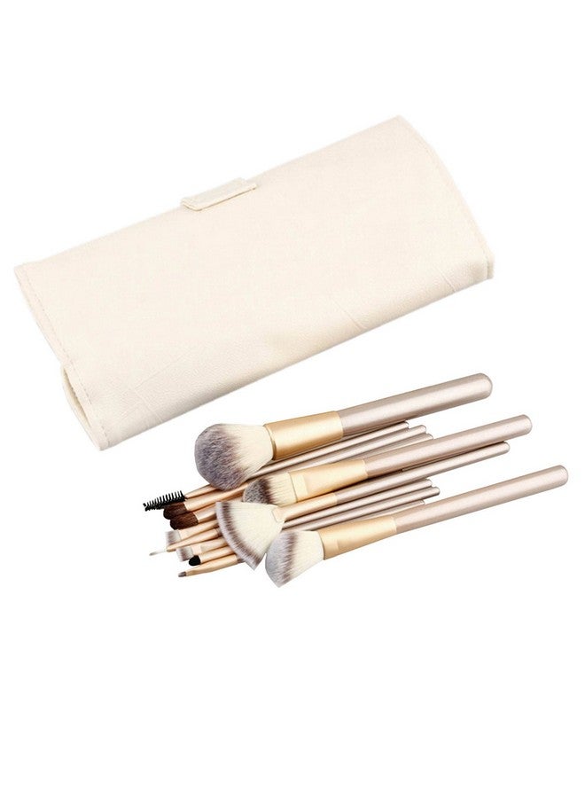 YOA 12 Piece Makeup Brushes Set Horse Hair Professional Kabuki Makeup Brush Set Cosmetics Foundation Makeup Brushes Set Kits With White Creamcolored Case Bag - Image 5