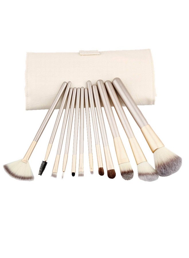 YOA 12 Piece Makeup Brushes Set Horse Hair Professional Kabuki Makeup Brush Set Cosmetics Foundation Makeup Brushes Set Kits With White Creamcolored Case Bag - Image 4