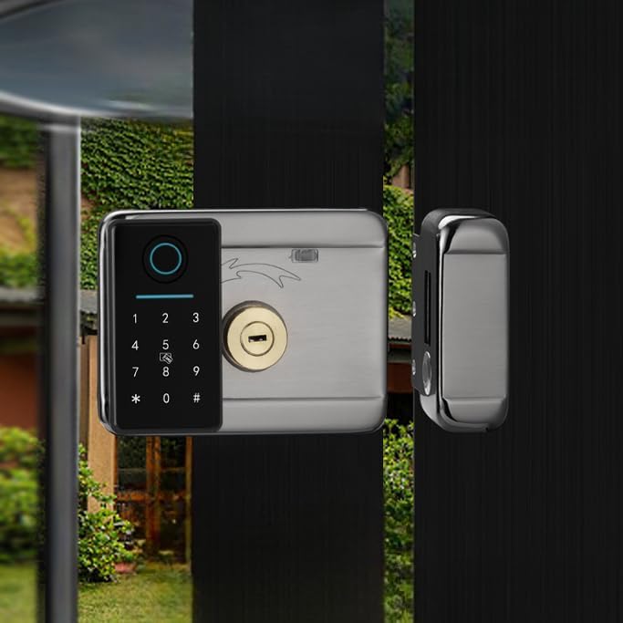 تويا قفل ذكي S100 من تويا مناسب للأبواب الخارجية والابواب المعدنية, مقاوم للظروف الجوية, يعمل عن طريق بصمة الاصبع والباسورد وتطبيق الهاتف تويا سمارت والكروت المغناطيسة - Image 2