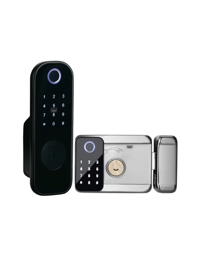 تويا قفل ذكي S100 من تويا مناسب للأبواب الخارجية والابواب المعدنية, مقاوم للظروف الجوية, يعمل عن طريق بصمة الاصبع والباسورد وتطبيق الهاتف تويا سمارت والكروت المغناطيسة - Image 3