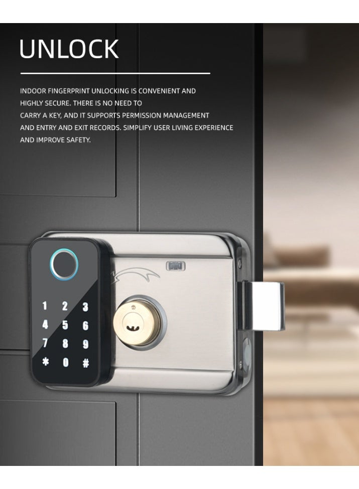 تويا قفل ذكي S100 من تويا مناسب للأبواب الخارجية والابواب المعدنية, مقاوم للظروف الجوية, يعمل عن طريق بصمة الاصبع والباسورد وتطبيق الهاتف تويا سمارت والكروت المغناطيسة - Image 5