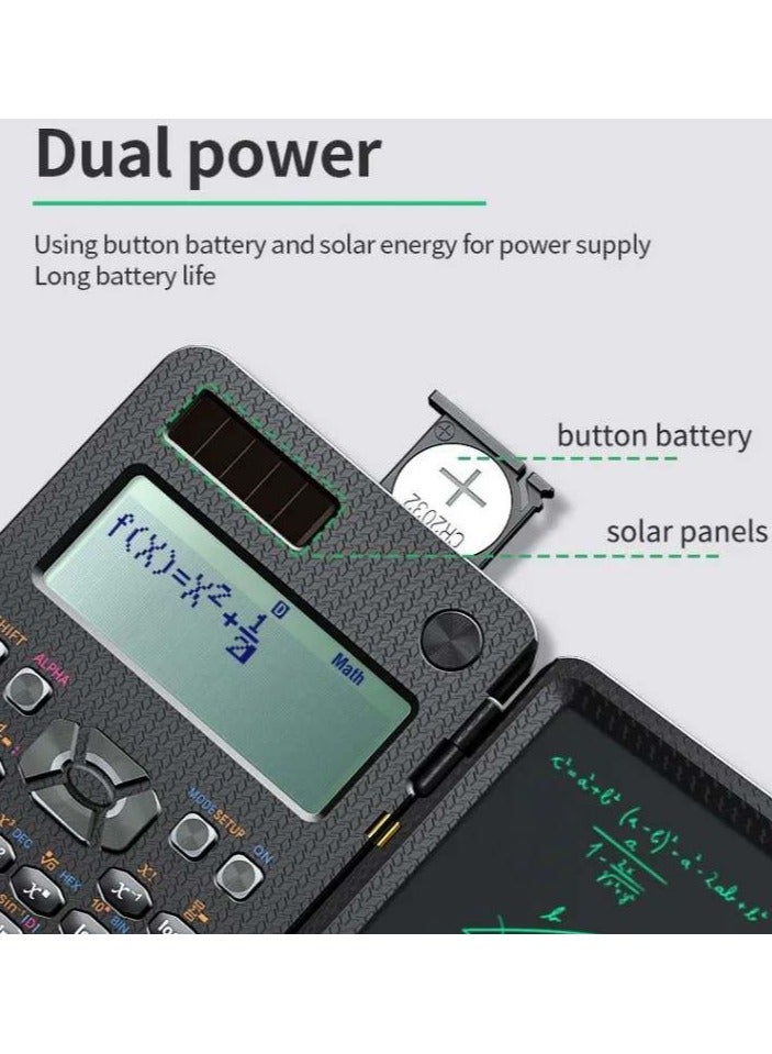 ABJ Advanced Scientific Calculator Set - Multiview Display, Erasable LCD Writing Tablet, Solar Power, Notepad for School, Engineering, Teachers with Pen included - Image 3