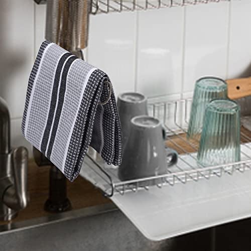 Goroly Home Kitchen Towels 18x28 Inch, Set of 6, Honey Comb Design, Super Absorbent, Quick Dry, Soft, 100% Cotton Dish Towels for Wiping Hands, Drying Dishes, Cleaning Dishcloths Set - Black Grey - Image 5