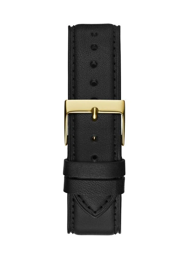جس Crescent Leather Strap Analog Watch