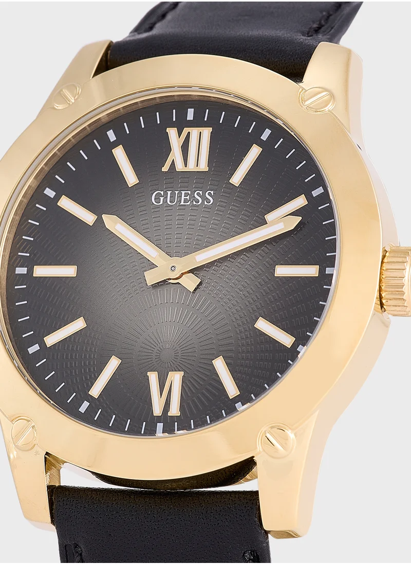 GUESS Crescent Leather Strap Analog Watch