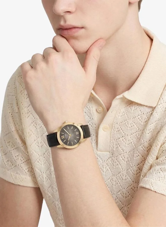 GUESS  Crescent Leather Strap Analog Watch for Men | Best Price UAE