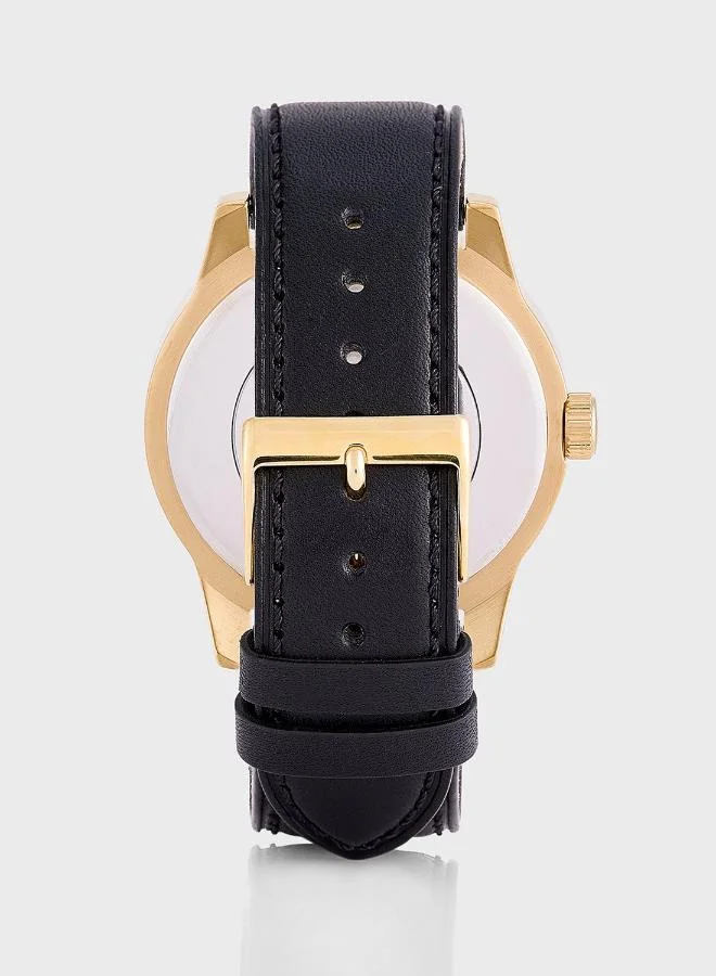 GUESS  Crescent Leather Strap Analog Watch for Men | Best Price UAE