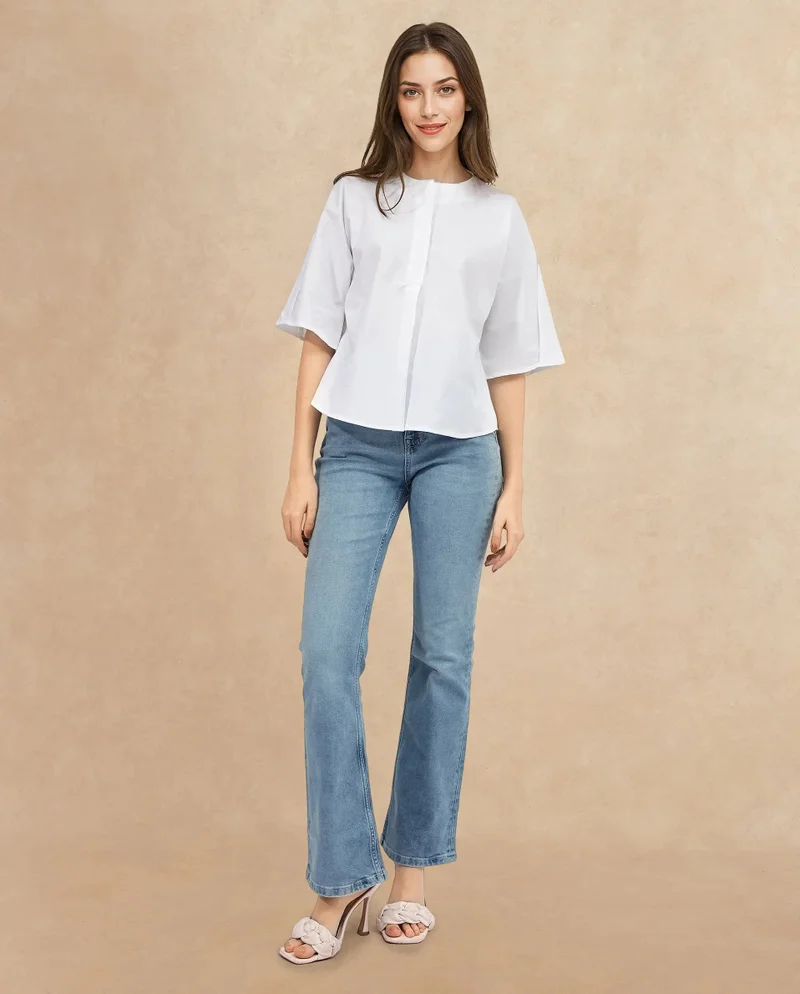 Rareism Women's Elegant Half Sleeve Top