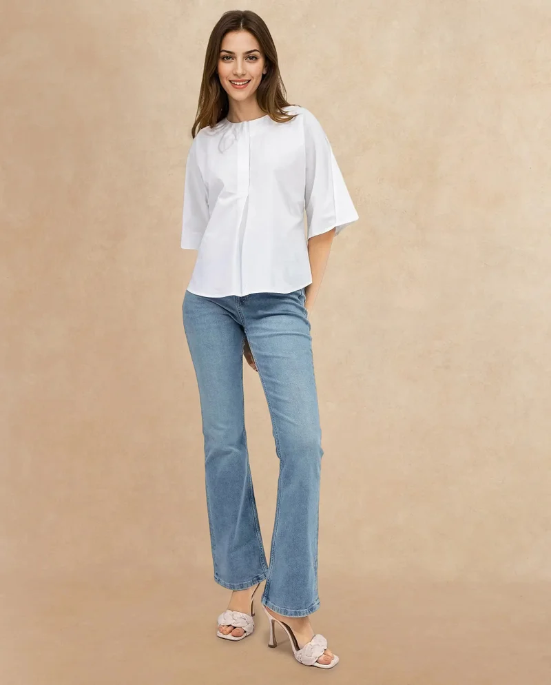 Rareism Women's Elegant Half Sleeve Top