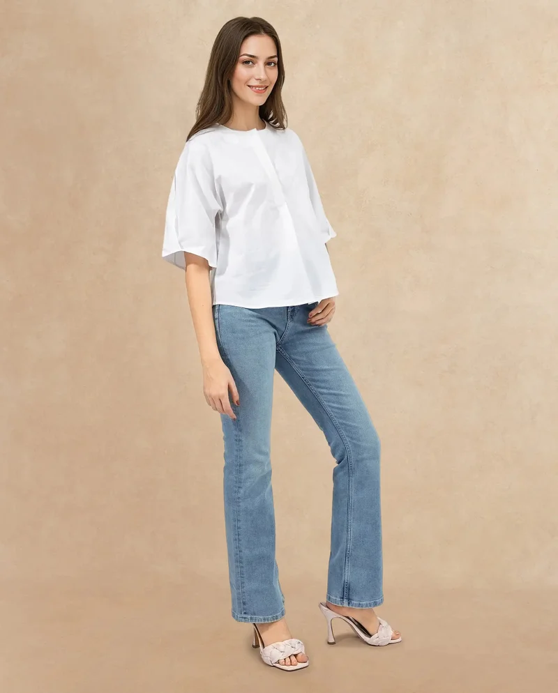Rareism Women's Elegant Half Sleeve Top