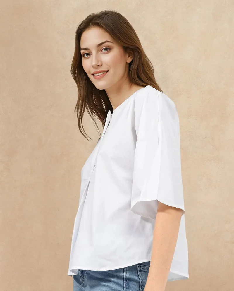 Rareism Women's Elegant Half Sleeve Top