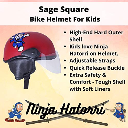 Sage Square Adjustable Cartoon Design Open Face Helmet for Kids Baby Safety and Comfort (3-12 Years) (Free, Red Matte) - Image 5