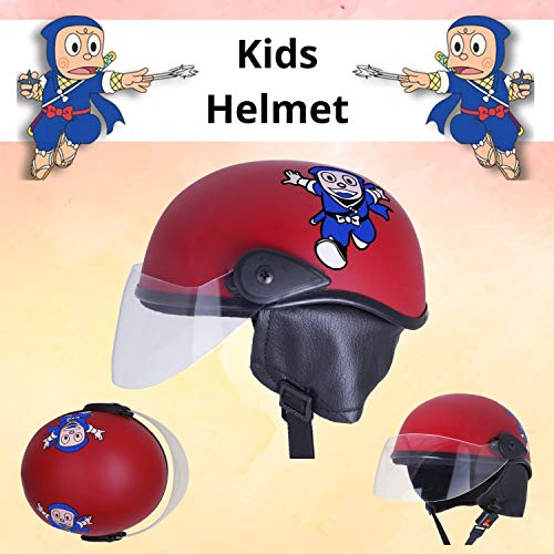 Sage Square Adjustable Cartoon Design Open Face Helmet for Kids Baby Safety and Comfort (3-12 Years) (Free, Red Matte) - Image 3