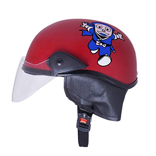 Sage Square Adjustable Cartoon Design Open Face Helmet for Kids Baby Safety and Comfort (3-12 Years) (Free, Red Matte) - Image 1