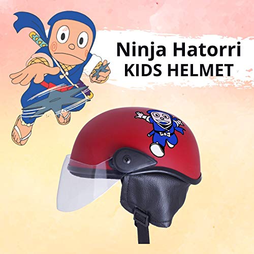 Sage Square Adjustable Cartoon Design Open Face Helmet for Kids Baby Safety and Comfort (3-12 Years) (Free, Red Matte) - Image 2