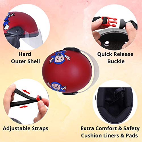 Sage Square Adjustable Cartoon Design Open Face Helmet for Kids Baby Safety and Comfort (3-12 Years) (Free, Red Matte) - Image 4