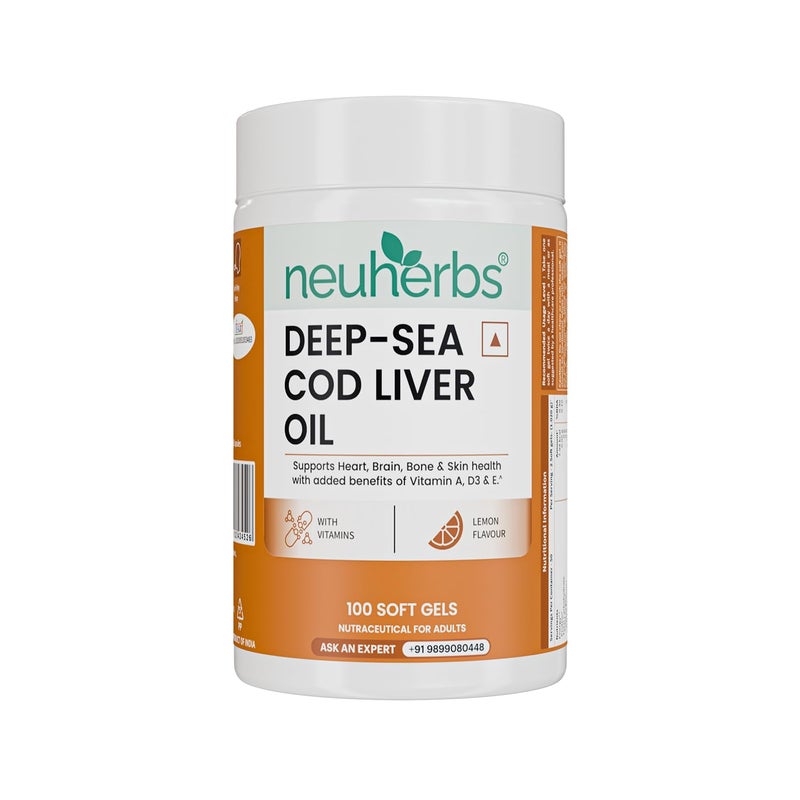 Neuherbs Deep Sea Cod Liver Oil Omega 3 100 Softgels - Image 1