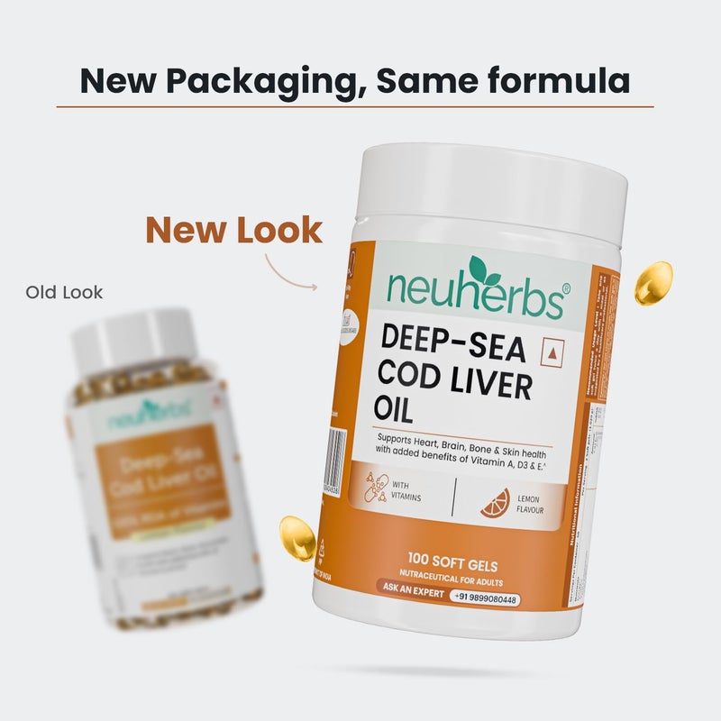 Neuherbs Deep Sea Cod Liver Oil Omega 3 100 Softgels - Image 2
