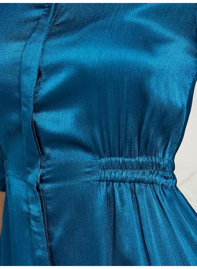 ستايلي فستان ميدي نسائي أنيق من الساتان، مقاس XL - Image 5